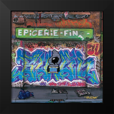 Epicerie fine Black Modern Wood Framed Art Print by Butch and Pea
