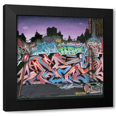 Wicked Street Black Modern Wood Framed Art Print by Butch and Pea