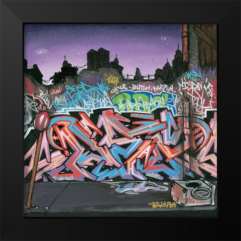 Wicked Street Black Modern Wood Framed Art Print by Butch and Pea