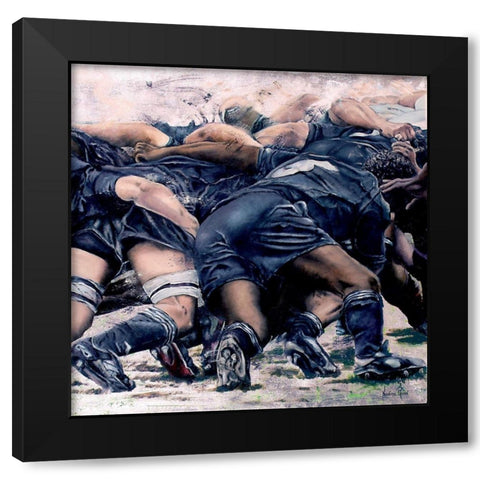 Melee All Black (detail) Black Modern Wood Framed Art Print with Double Matting by Ruse, Nadine