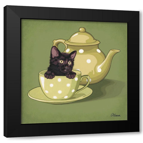 Tea time Black Modern Wood Framed Art Print with Double Matting by Cazenave, Maryline