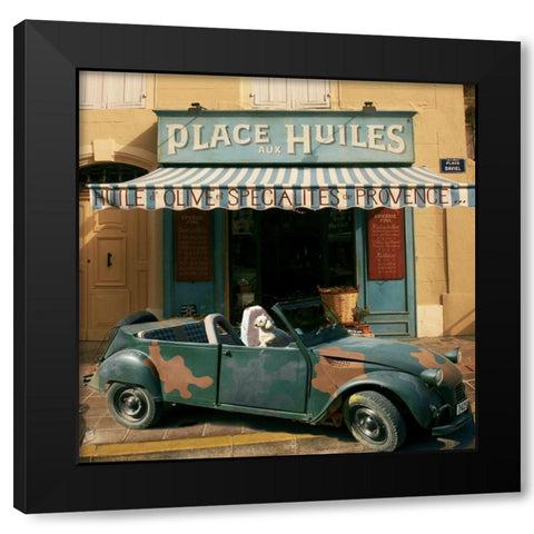 La 2cv Place aux Huiles Black Modern Wood Framed Art Print by Lautier, Julien