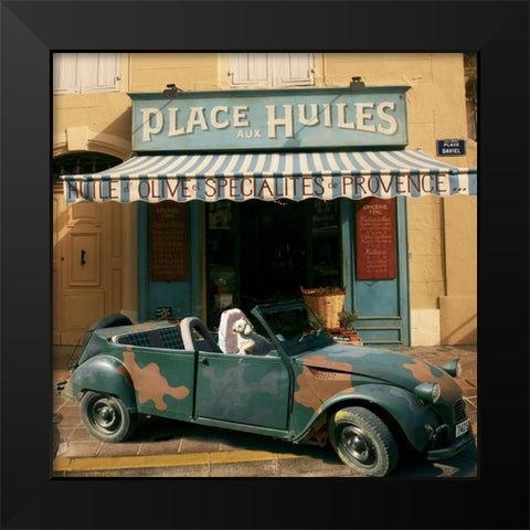 La 2cv Place aux Huiles Black Modern Wood Framed Art Print by Lautier, Julien
