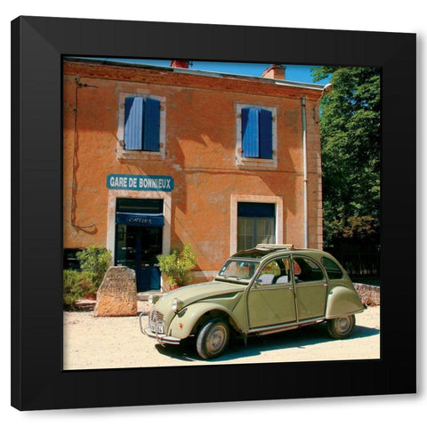 La 2 CV de Bonnieux Black Modern Wood Framed Art Print with Double Matting by Lautier, Julien