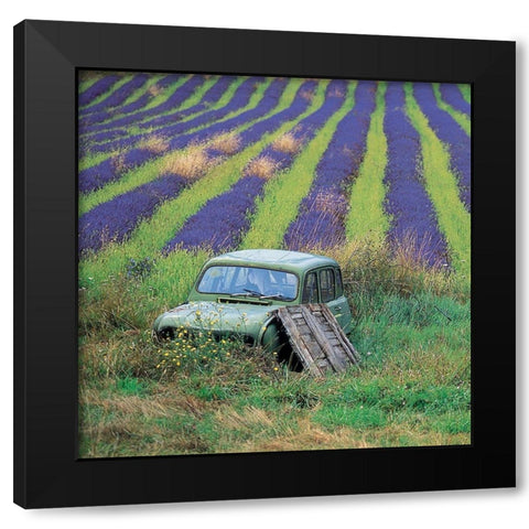 La 4L aux lavandes Black Modern Wood Framed Art Print with Double Matting by Lautier, Julien