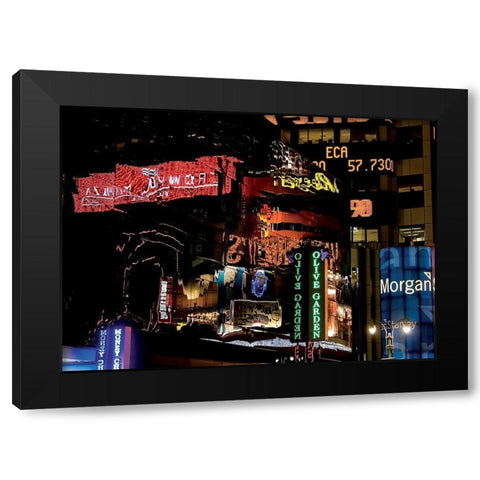 Times Square la nuit Black Modern Wood Framed Art Print with Double Matting by Setboun, Michel