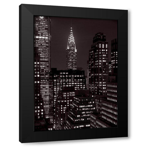 Le Chrysler Bldg la nuit (detail) Black Modern Wood Framed Art Print with Double Matting by Setboun, Michel