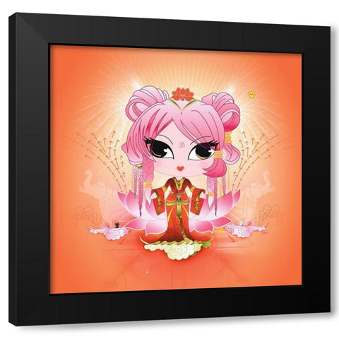 Padme Black Modern Wood Framed Art Print with Double Matting by DS, Kamala