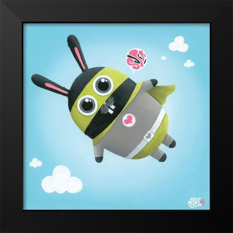 SuperLapin Black Modern Wood Framed Art Print by MKT4