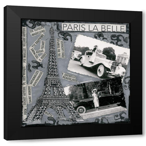 Paris la belle Black Modern Wood Framed Art Print with Double Matting by Sigrid, M.