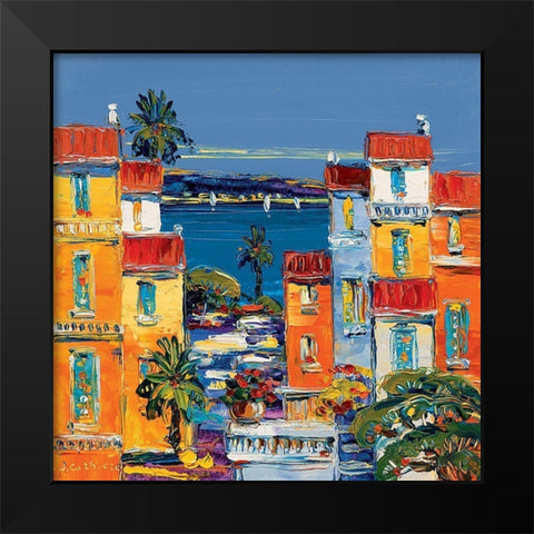 Villefranche sur mer Black Modern Wood Framed Art Print by Corbiere