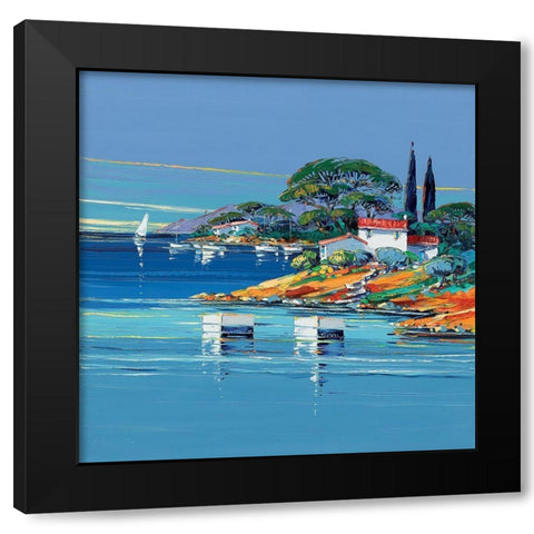 Cap dAntibes Black Modern Wood Framed Art Print with Double Matting by Corbiere