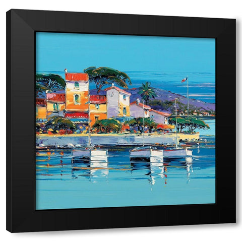 Le petit port Black Modern Wood Framed Art Print with Double Matting by Corbiere