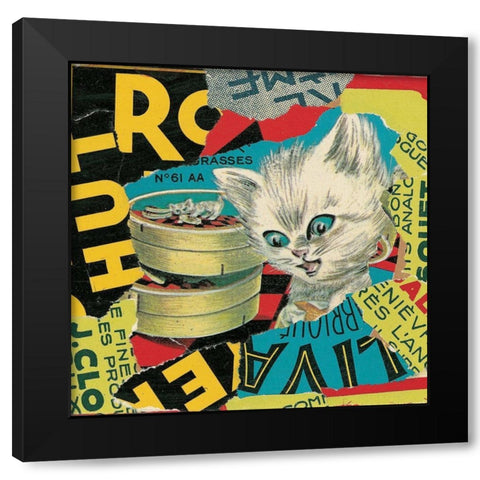 Le chat Black Modern Wood Framed Art Print by Sigrid, M.