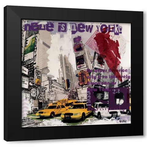 Here is New York Black Modern Wood Framed Art Print with Double Matting by Gachaga, Vincent