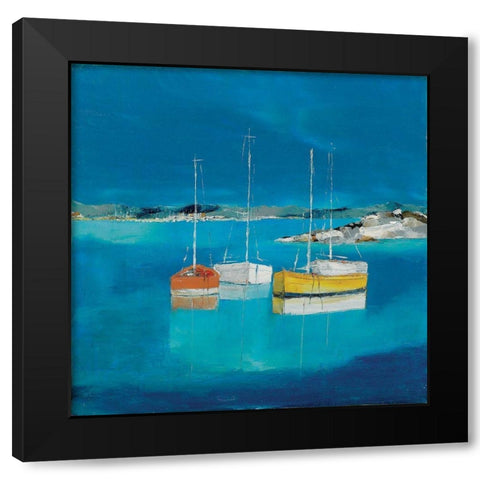 Bateaux Black Modern Wood Framed Art Print with Double Matting by Grossi, Anne-Marie