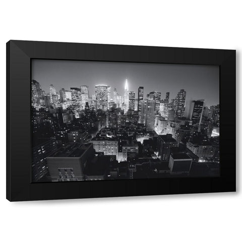 Chrysler Building Manhattan Night, NandB Black Modern Wood Framed Art Print with Double Matting by Setboun, Michel