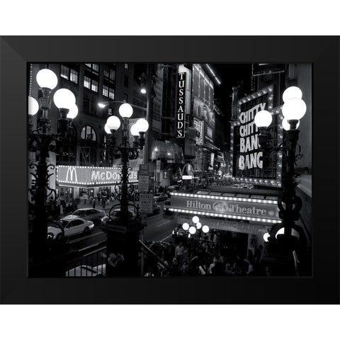 42nd Street Theater District, NandB Black Modern Wood Framed Art Print by Setboun, Michel