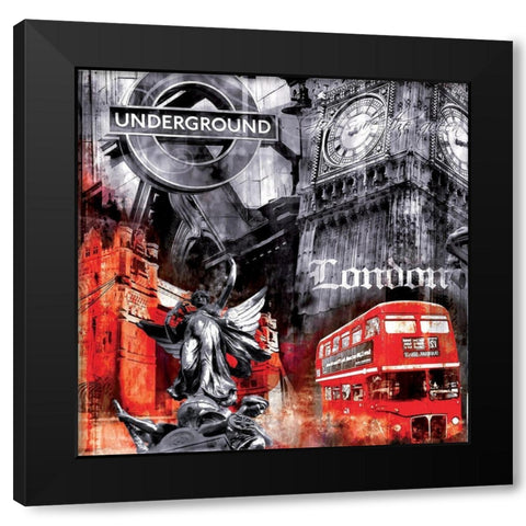 London Big Ben Black Modern Wood Framed Art Print by BRAUN Studio
