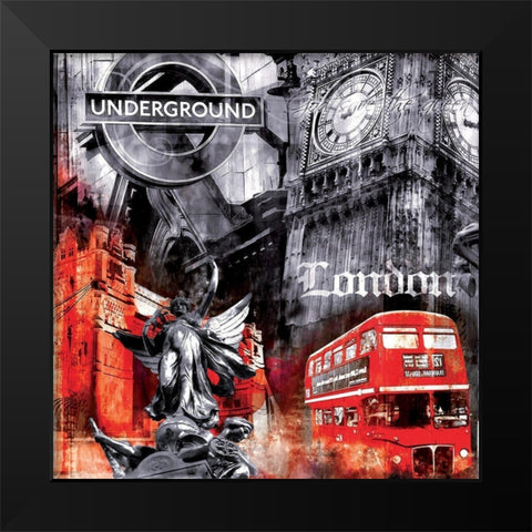 London Big Ben Black Modern Wood Framed Art Print by BRAUN Studio