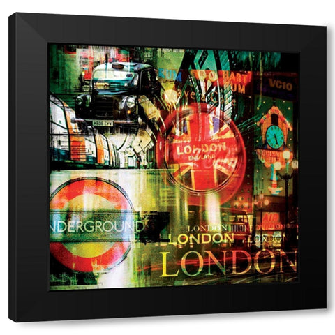 London Underground Black Modern Wood Framed Art Print by BRAUN Studio