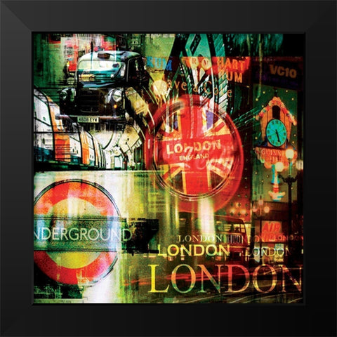London Underground Black Modern Wood Framed Art Print by BRAUN Studio