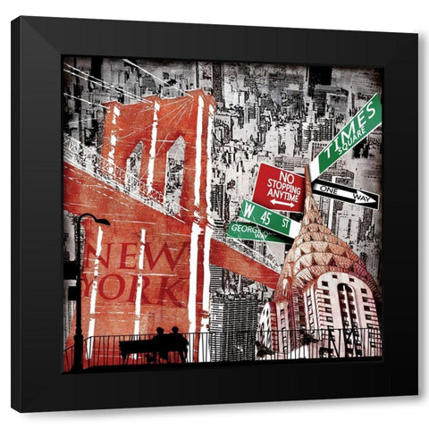 New York No Stopping Black Modern Wood Framed Art Print with Double Matting by BRAUN Studio