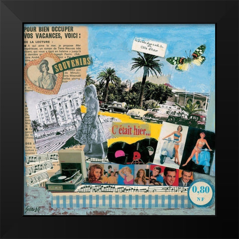 Cetait hier Black Modern Wood Framed Art Print by Sigrid, M.