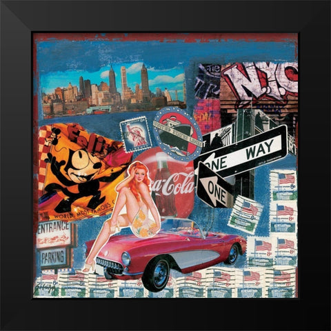 One way Black Modern Wood Framed Art Print by Sigrid, M.