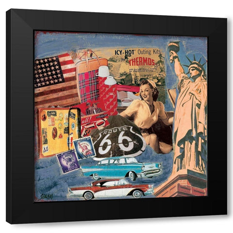 Route 66 Black Modern Wood Framed Art Print by Sigrid, M.