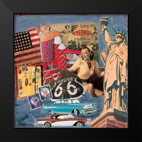 Route 66 Black Modern Wood Framed Art Print by Sigrid, M.