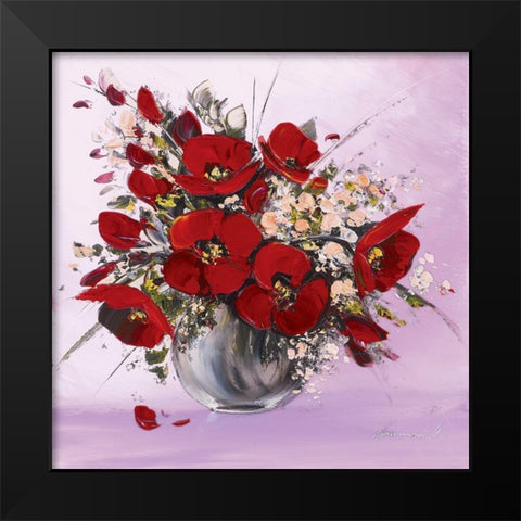 Bouquet de fleurs rouges II Black Modern Wood Framed Art Print by Tramoni, Oliver