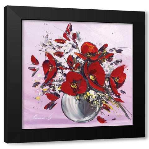 Bouquet de fleurs rouges III Black Modern Wood Framed Art Print with Double Matting by Tramoni, Oliver