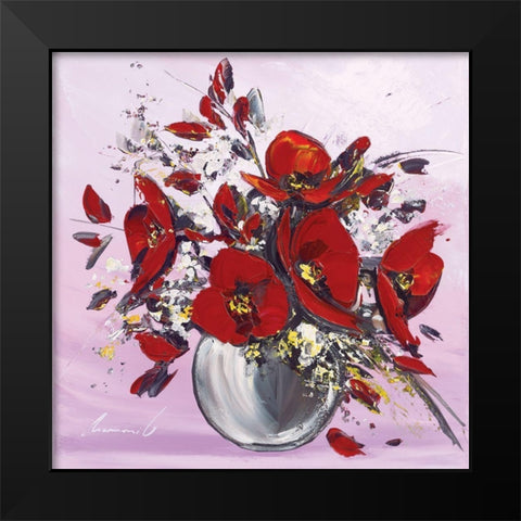 Bouquet de fleurs rouges III Black Modern Wood Framed Art Print by Tramoni, Oliver