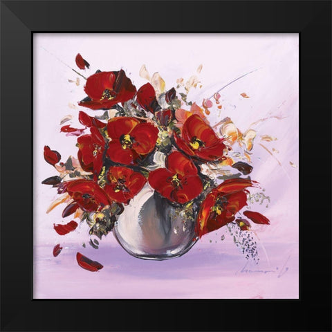 Bouquet de fleurs rouges IV Black Modern Wood Framed Art Print by Tramoni, Oliver