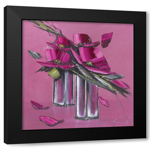 Bouquet rose II Black Modern Wood Framed Art Print by Tramoni, Oliver