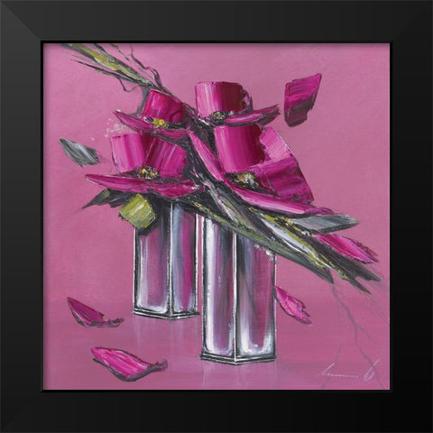 Bouquet rose II Black Modern Wood Framed Art Print by Tramoni, Oliver