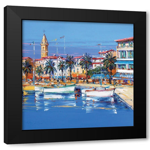 Sanary Black Modern Wood Framed Art Print with Double Matting by Corbiere