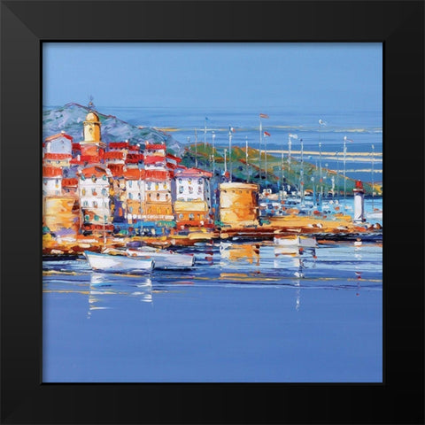 St. Tropez Black Modern Wood Framed Art Print by Corbiere