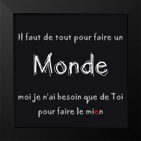 Faire le mien Black Modern Wood Framed Art Print by Cilpa, Audrey and Fabrice
