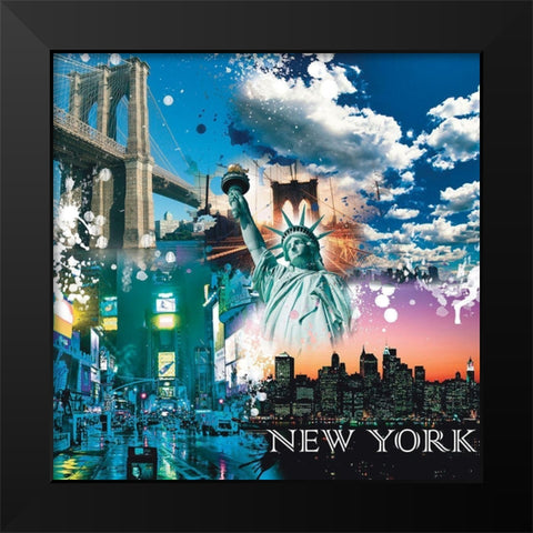 New York Freedom Black Modern Wood Framed Art Print by BRAUN Studio