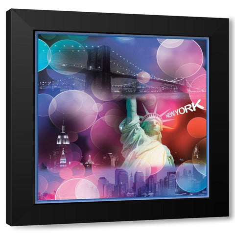 New York Bubbles Black Modern Wood Framed Art Print by BRAUN Studio