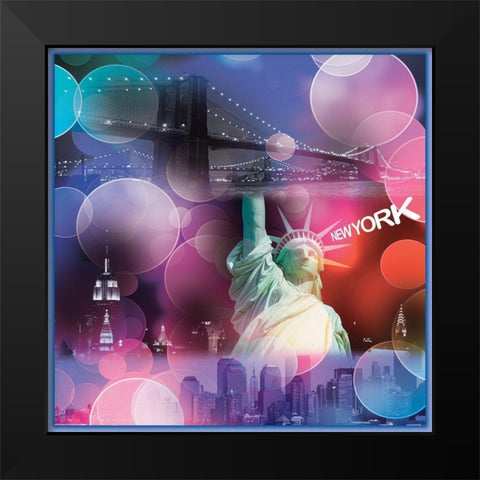 New York Bubbles Black Modern Wood Framed Art Print by BRAUN Studio