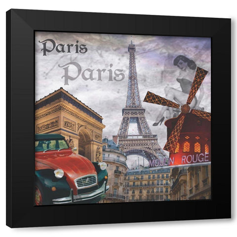 Paris Folies Black Modern Wood Framed Art Print by BRAUN Studio