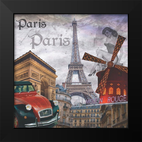 Paris Folies Black Modern Wood Framed Art Print by BRAUN Studio