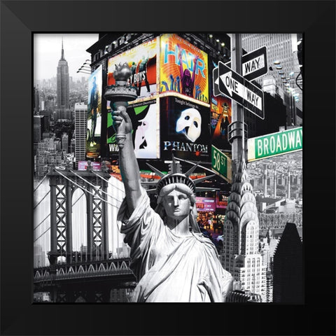 New York Theater Black Modern Wood Framed Art Print by BRAUN Studio