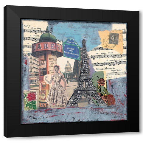 Avenue des champs Elysees Black Modern Wood Framed Art Print by Sigrid, M.