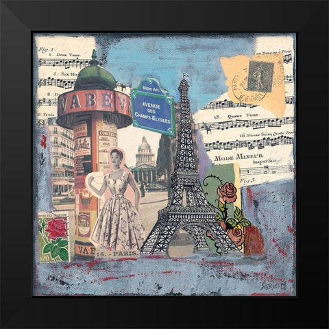 Avenue des champs Elysees Black Modern Wood Framed Art Print by Sigrid, M.