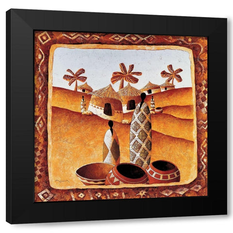 Peuple des sables Black Modern Wood Framed Art Print by Moga
