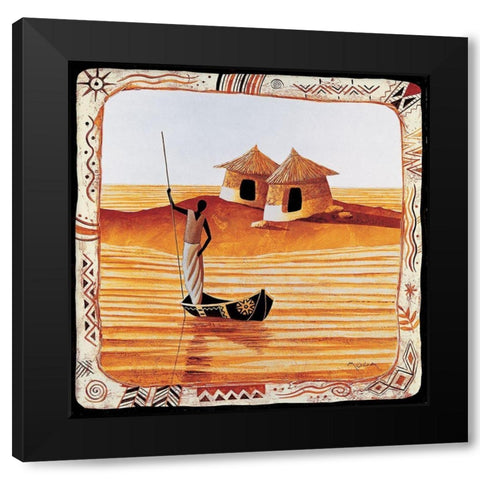 Le piroguier Black Modern Wood Framed Art Print with Double Matting by Moga